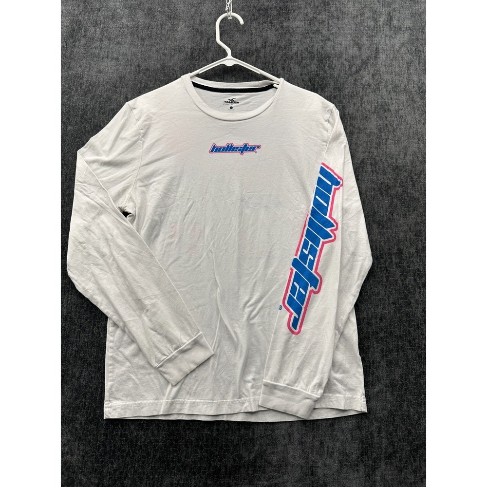 Hollister Shirt Mens Large White Graphic Explore The World Casual Crew Neck